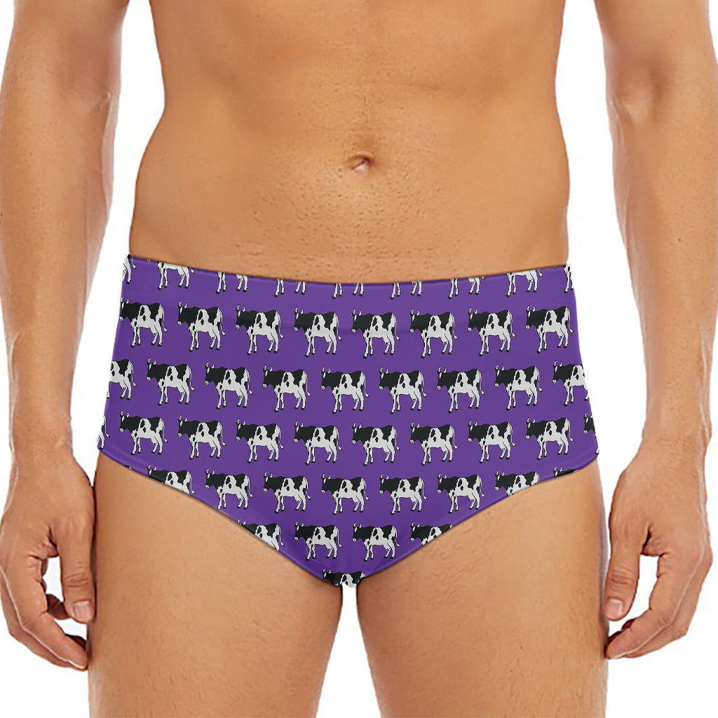 Purple Cow Pattern Print Men's Triangle Swim Briefs