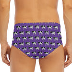 Purple Cow Pattern Print Men's Triangle Swim Briefs