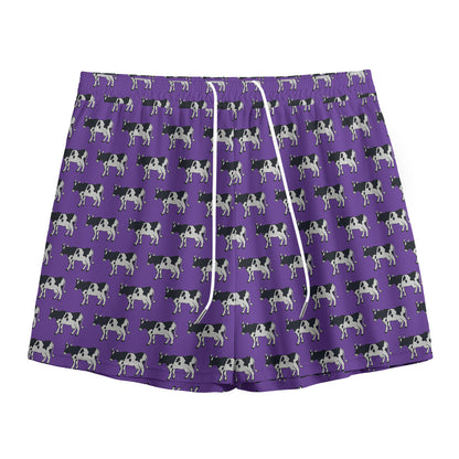 Purple Cow Pattern Print Mesh Shorts