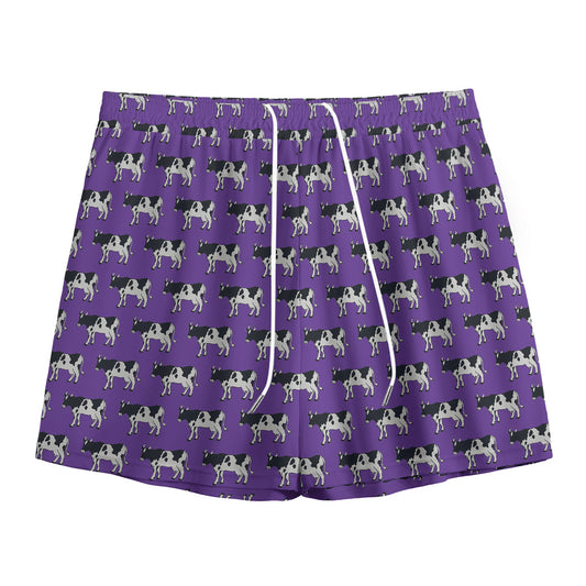 Purple Cow Pattern Print Mesh Shorts