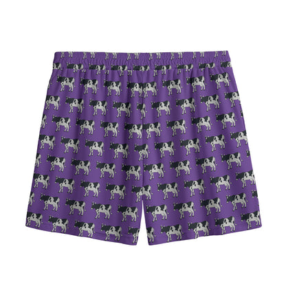 Purple Cow Pattern Print Mesh Shorts