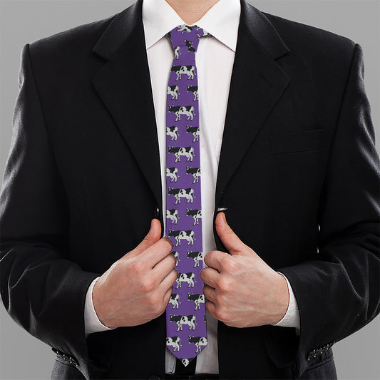 Purple Cow Pattern Print Necktie
