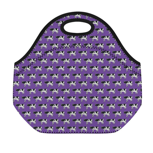 Purple Cow Pattern Print Neoprene Lunch Bag