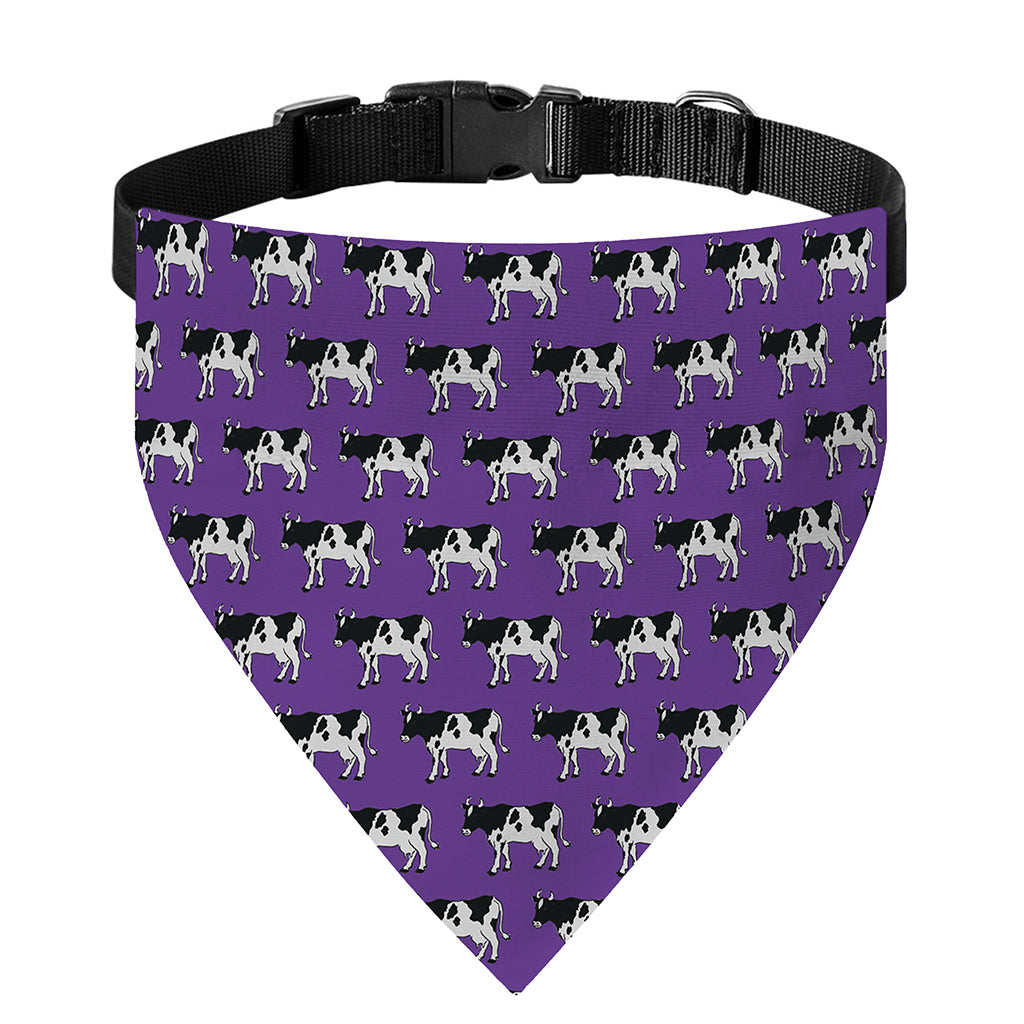 Purple Cow Pattern Print Over The Collar Dog Bandana