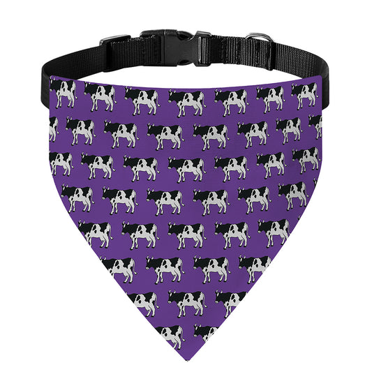 Purple Cow Pattern Print Over The Collar Dog Bandana
