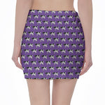 Purple Cow Pattern Print Pencil Mini Skirt