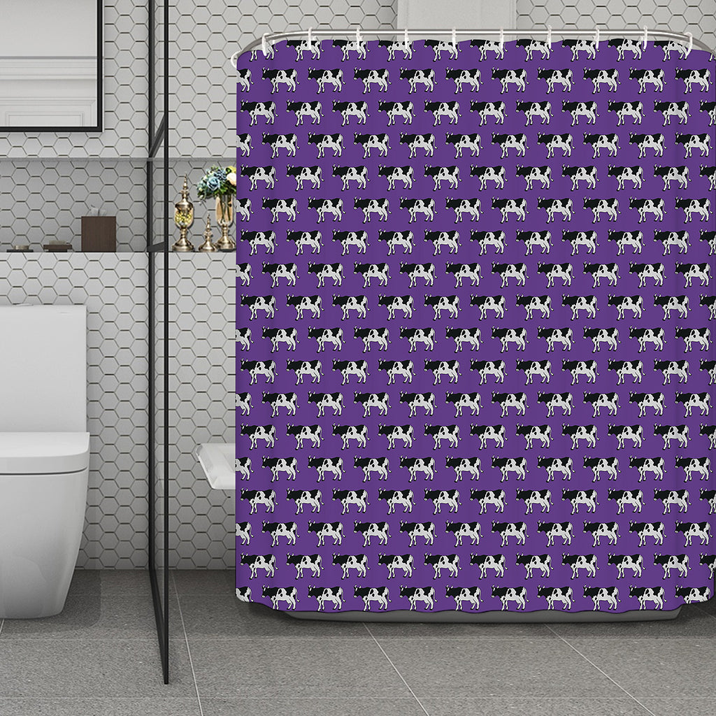 Purple Cow Pattern Print Polyester Shower Curtain