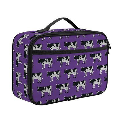 Purple Cow Pattern Print Portable Lunch Bag