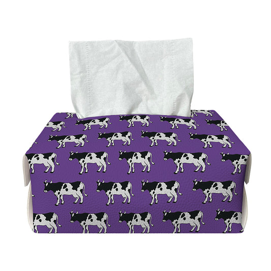 Purple Cow Pattern Print Rectangle Tissue Box Cover