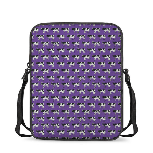 Purple Cow Pattern Print Rectangular Crossbody Bag