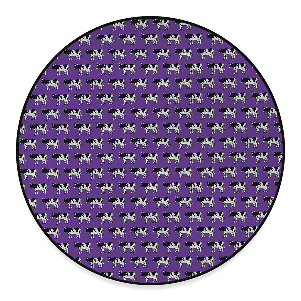 Purple Cow Pattern Print Round Floor Mat