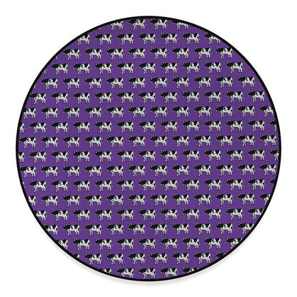 Purple Cow Pattern Print Round Floor Mat