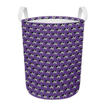 Purple Cow Pattern Print Round Laundry Basket