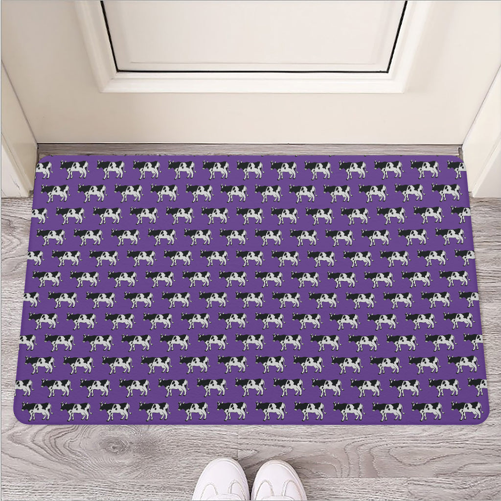 Purple Cow Pattern Print Rubber Doormat