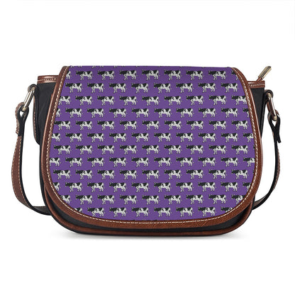 Purple Cow Pattern Print Saddle Bag