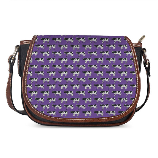 Purple Cow Pattern Print Saddle Bag