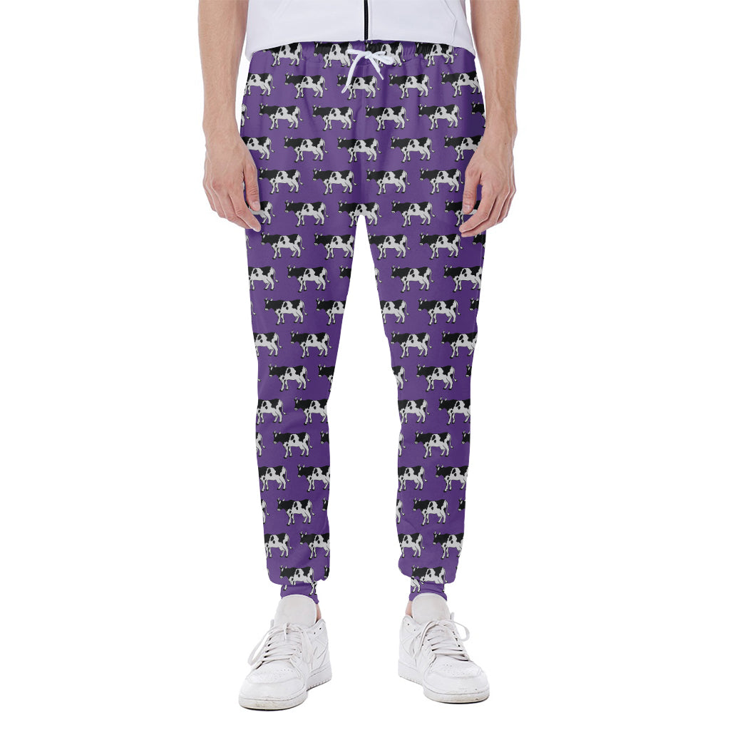 Purple Cow Pattern Print Scuba Joggers
