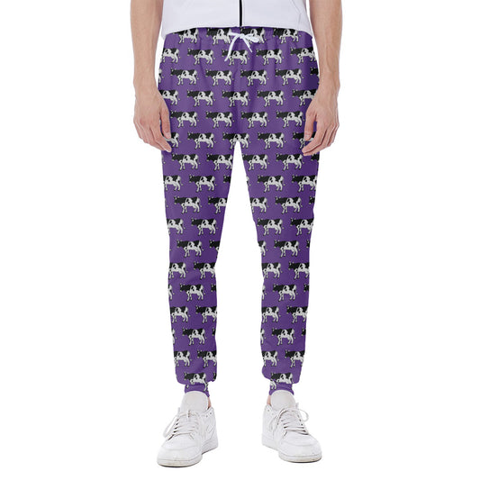 Purple Cow Pattern Print Scuba Joggers