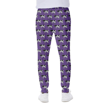 Purple Cow Pattern Print Scuba Joggers