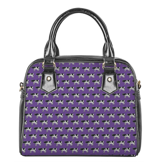 Purple Cow Pattern Print Shoulder Handbag