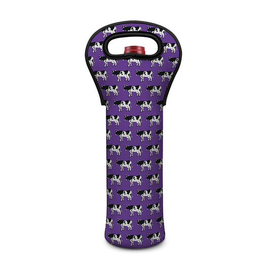 Purple Cow Pattern Print Single Neoprene Wine Tote