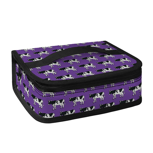 Purple Cow Pattern Print Small Lunch Bag