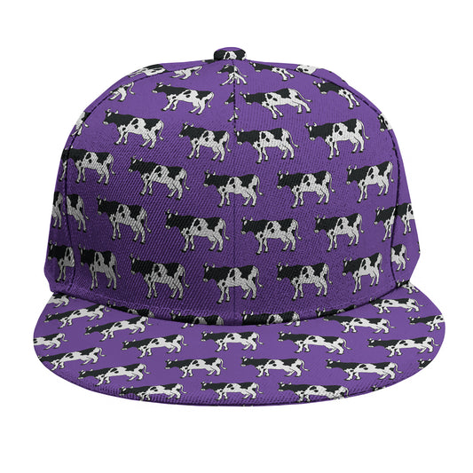 Purple Cow Pattern Print Snapback Cap
