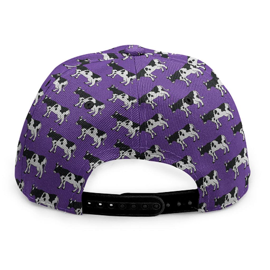 Purple Cow Pattern Print Snapback Cap