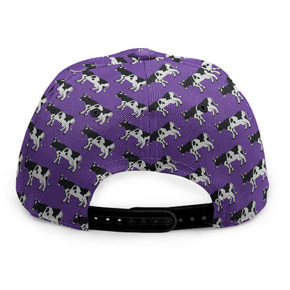 Purple Cow Pattern Print Snapback Cap
