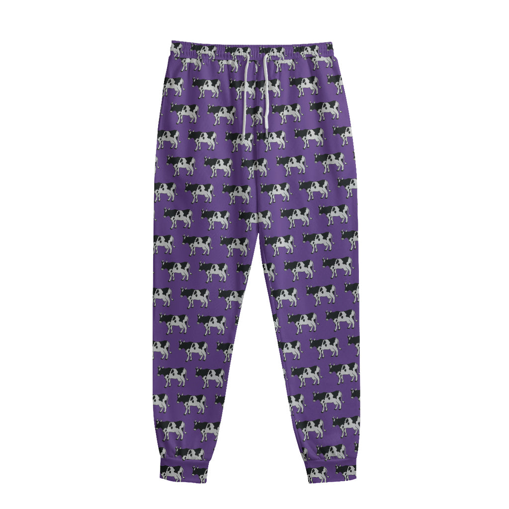 Purple Cow Pattern Print Sweatpants