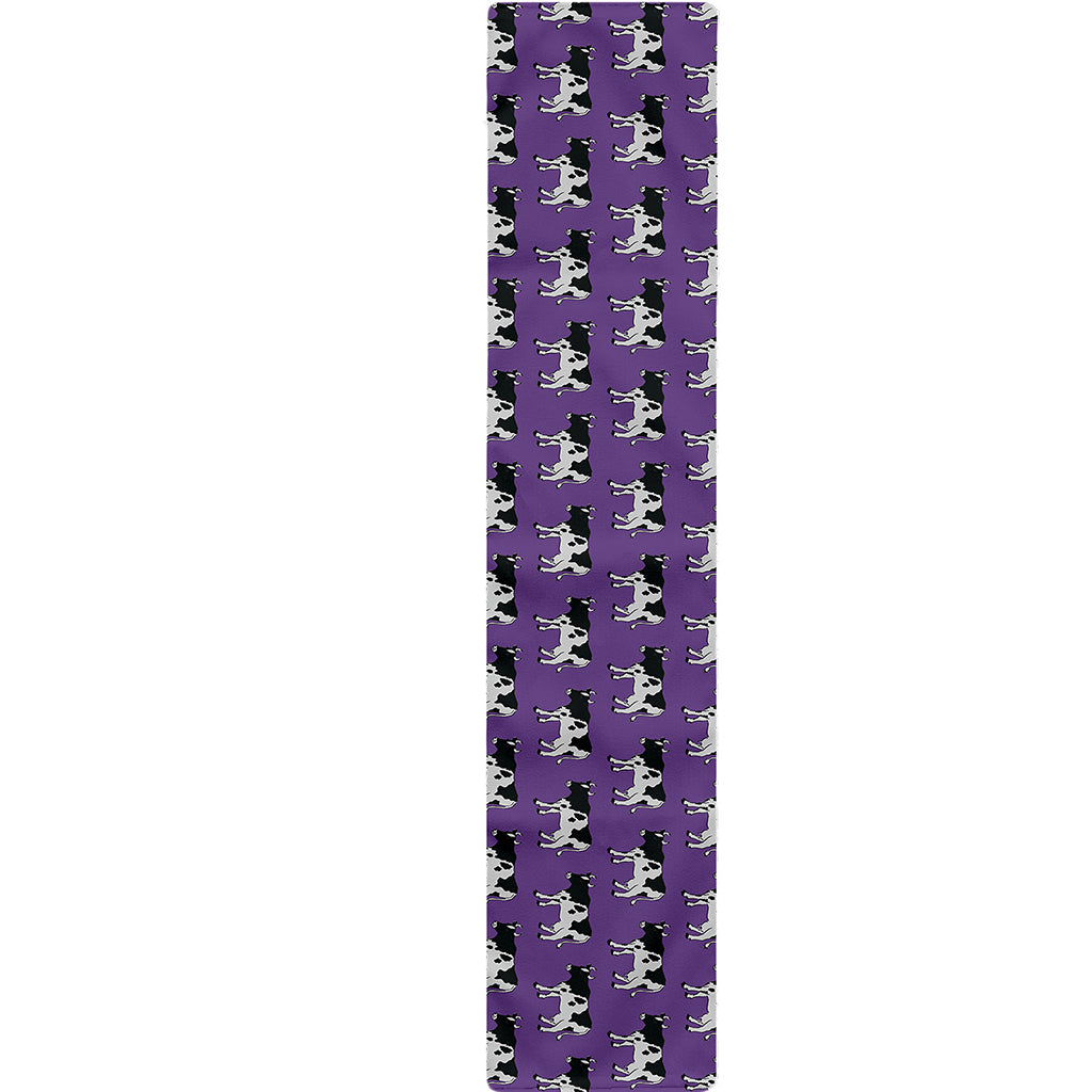 Purple Cow Pattern Print Table Runner
