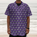 Purple Cow Pattern Print Textured Short Sleeve Shirt