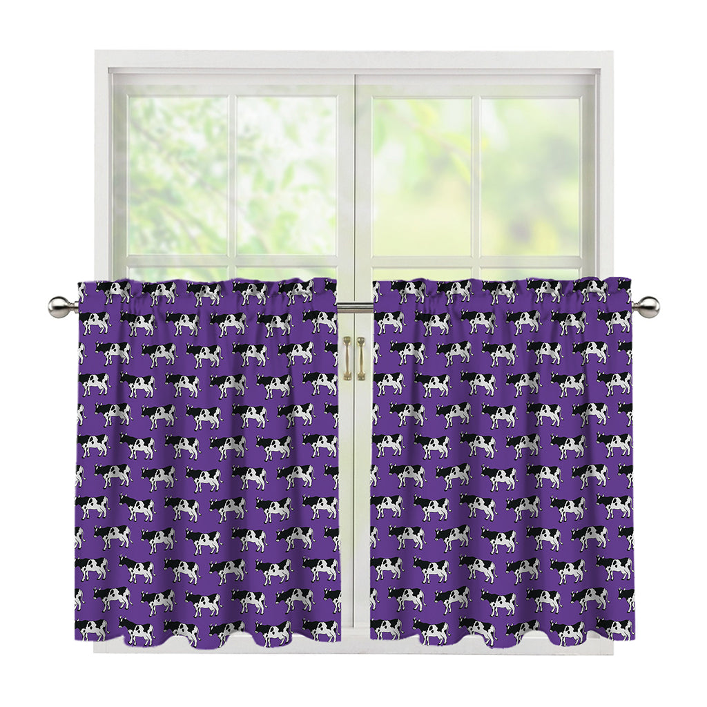 Purple Cow Pattern Print Tier Curtains