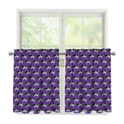 Purple Cow Pattern Print Tier Curtains