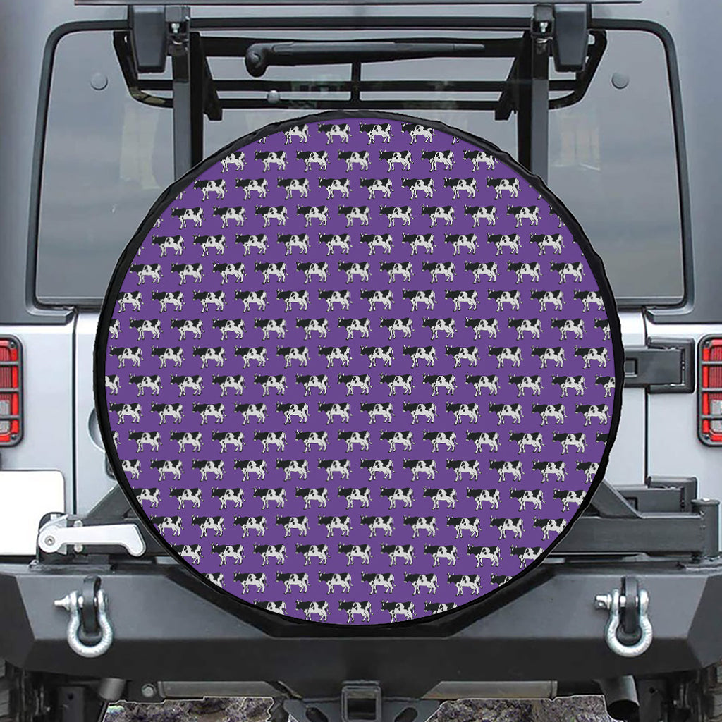 Purple Cow Pattern Print Tire Cover