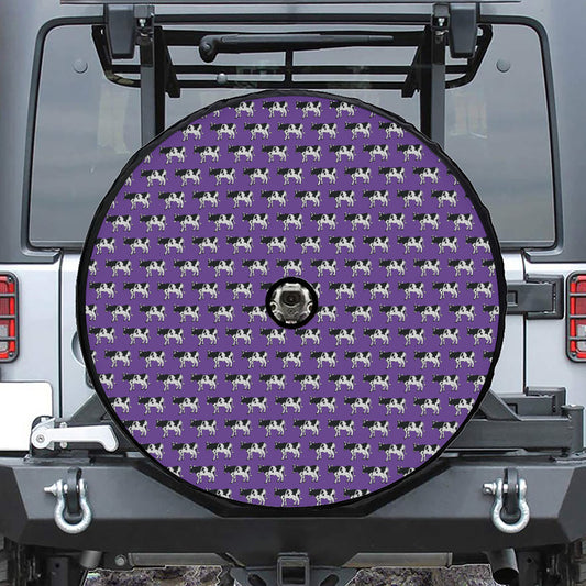 Purple Cow Pattern Print Tire Cover With Camera Hole