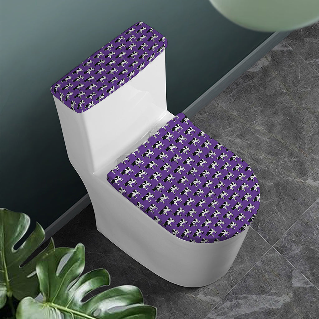 Purple Cow Pattern Print Toilet Lid And Tank Cover Set