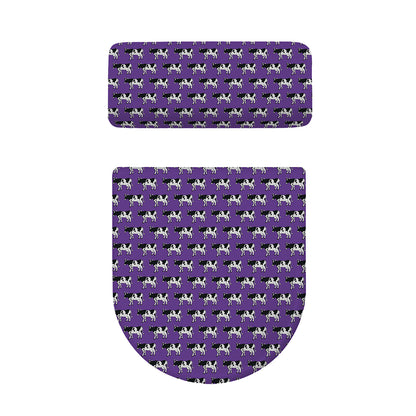 Purple Cow Pattern Print Toilet Lid And Tank Cover Set