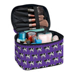 Purple Cow Pattern Print Travel Makeup Bag