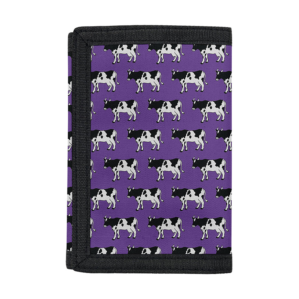 Purple Cow Pattern Print Trifold Wallet