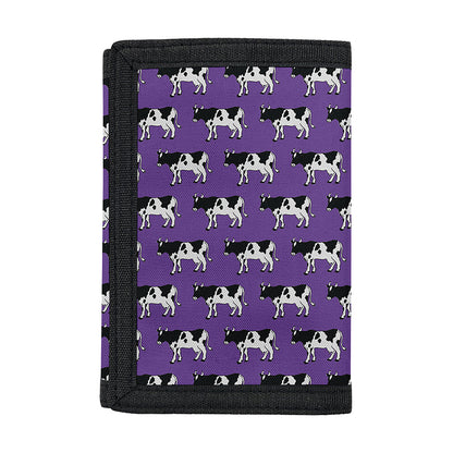 Purple Cow Pattern Print Trifold Wallet