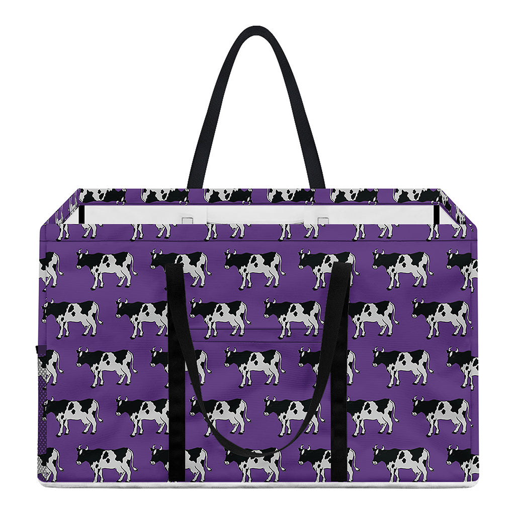 Purple Cow Pattern Print Utility Tote Bag