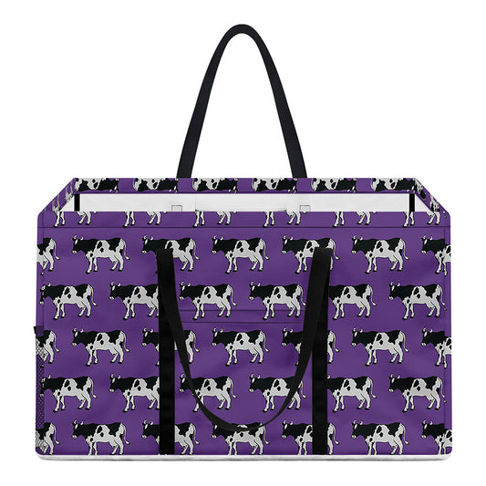 Purple Cow Pattern Print Utility Tote Bag