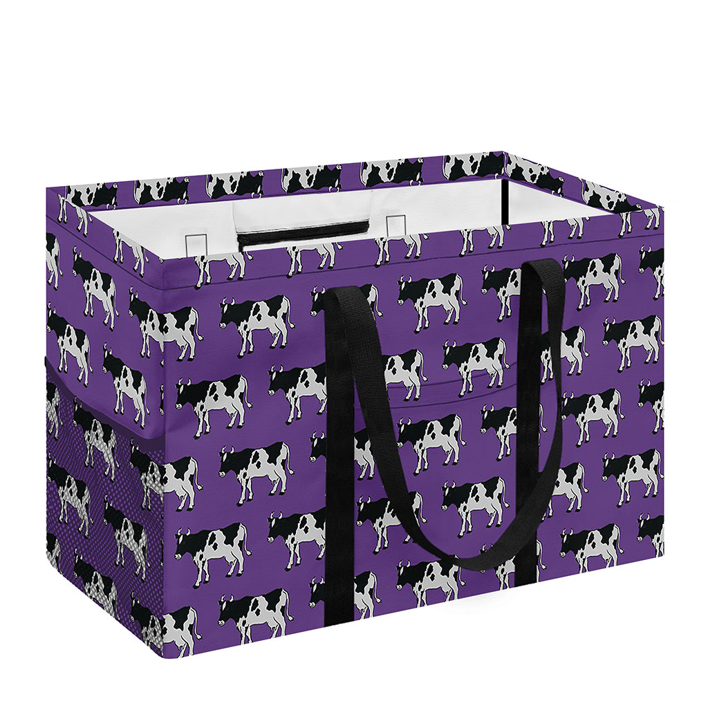 Purple Cow Pattern Print Utility Tote Bag