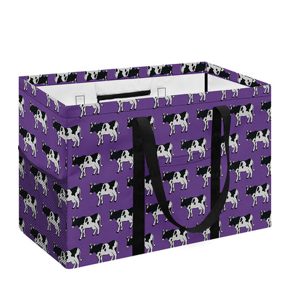 Purple Cow Pattern Print Utility Tote Bag