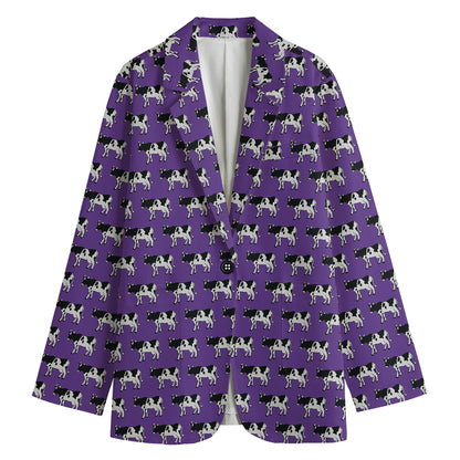 Purple Cow Pattern Print Women's Blazer