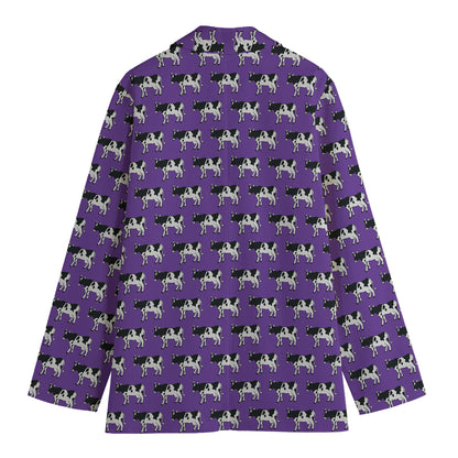 Purple Cow Pattern Print Women's Blazer