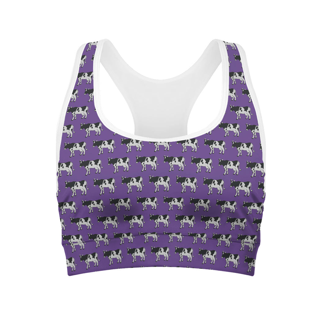 Purple Cow Pattern Print Women's Sports Bra