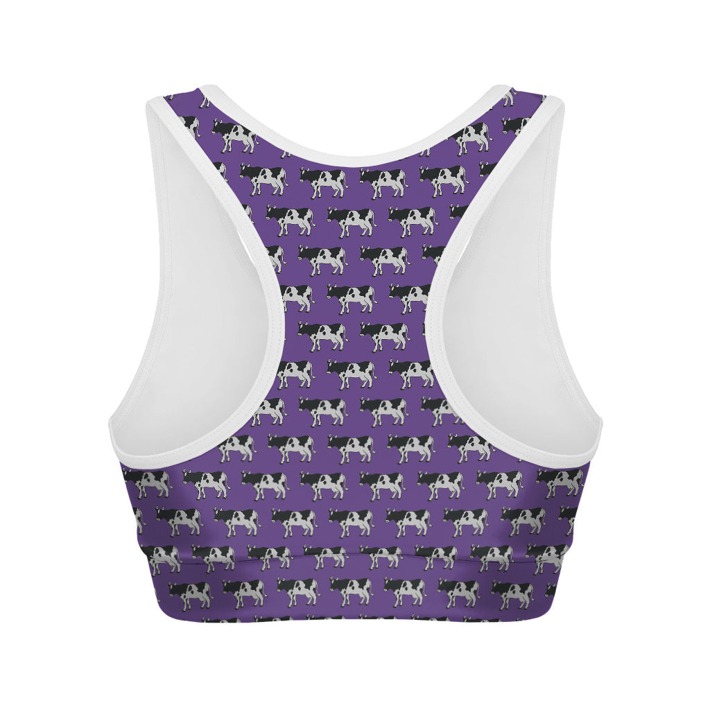 Purple Cow Pattern Print Women's Sports Bra