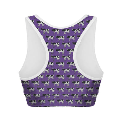 Purple Cow Pattern Print Women's Sports Bra